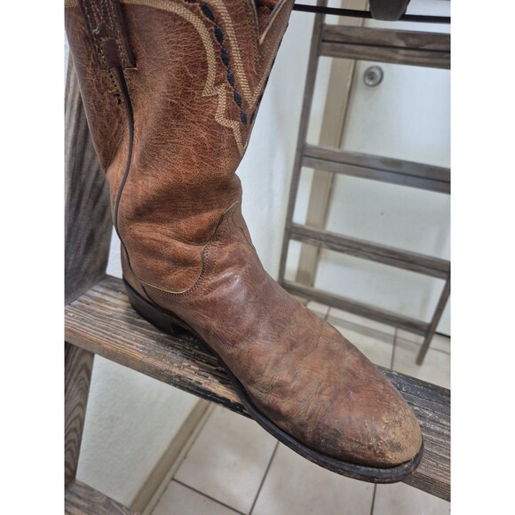 Lucchese 1883 Mad Dog Leather Brown Roper Boots S 9.5D TO121C2  Western USA main image 10